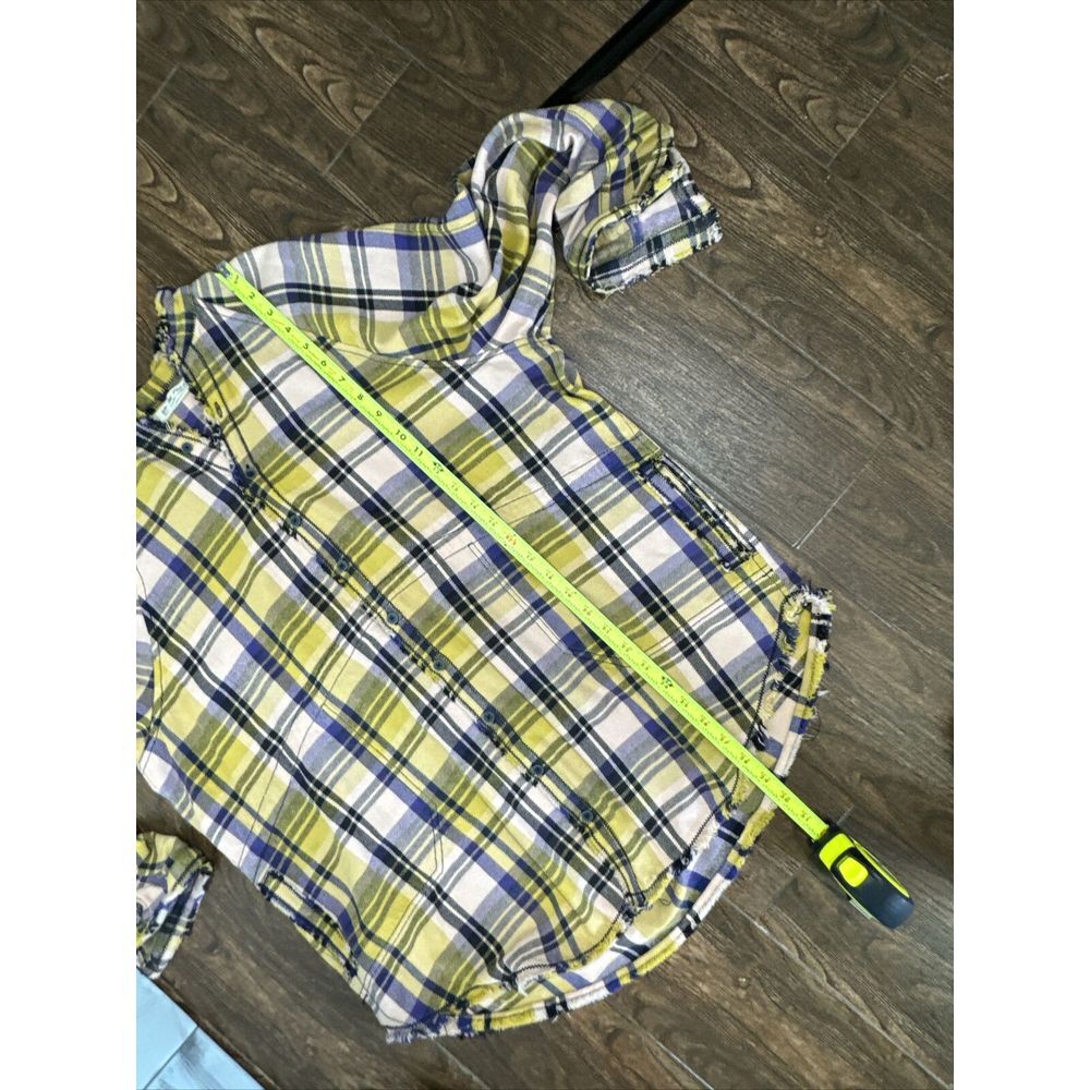 WE THE FREE PEOPLE SUMMER DAYDREAM YELLOW PLAID OVERSIZE BUTTON UP TUNIC SHIRT S - Picture 14 of 16